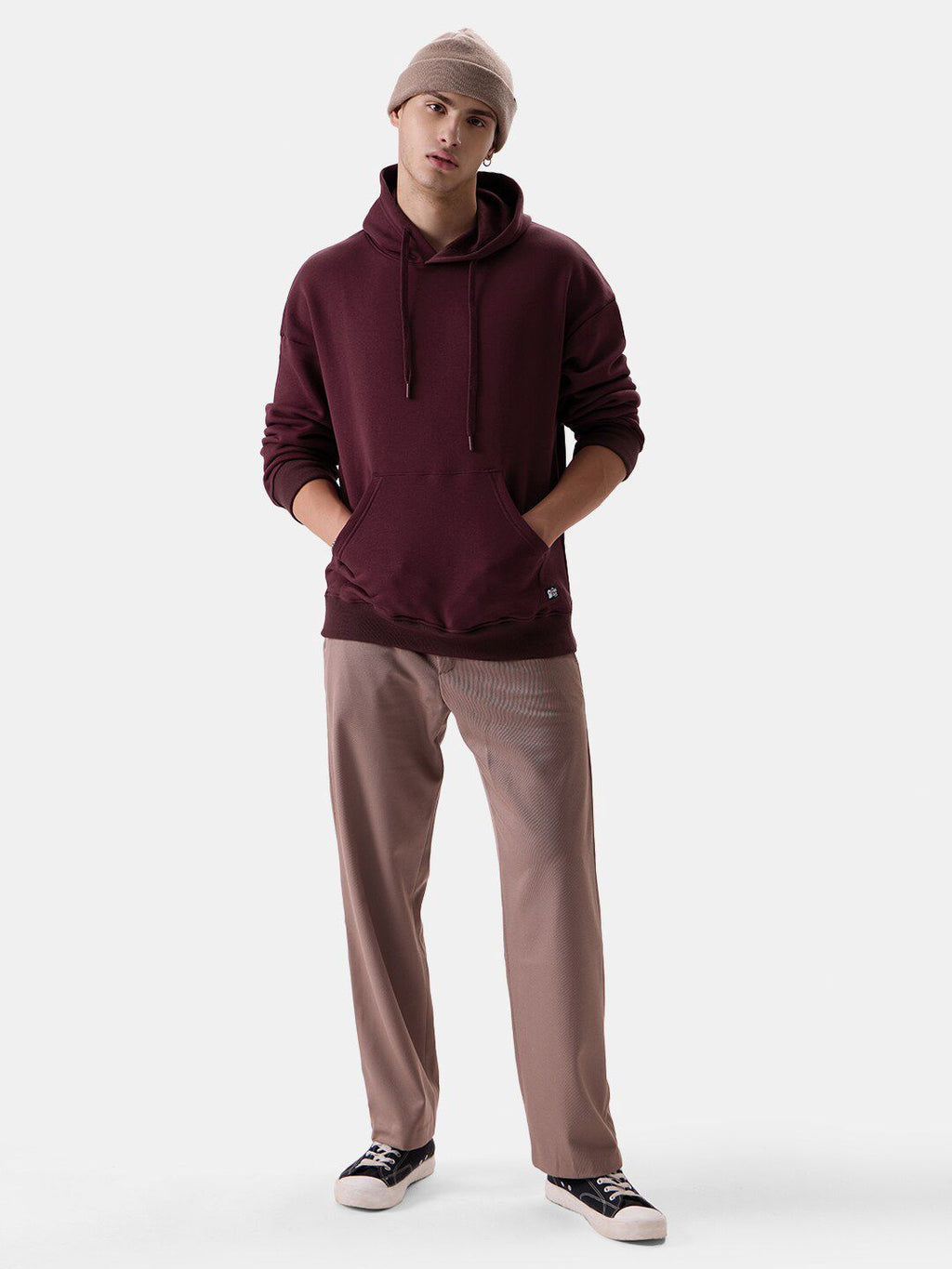  The Souled Store Burgundy Hooded Pure Cotton Sweatshirt
