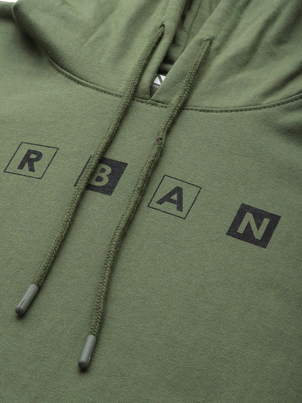  HERE&NOW Men Green & Black Printed Hooded Sweatshirt