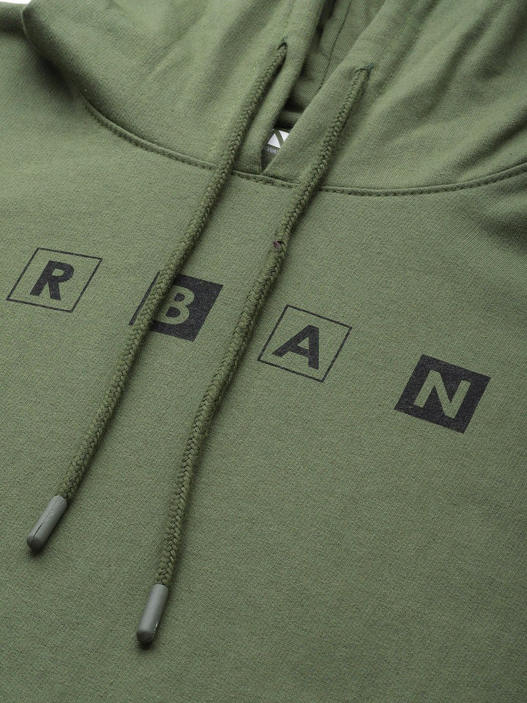  HERE&NOW Men Green & Black Printed Hooded Sweatshirt