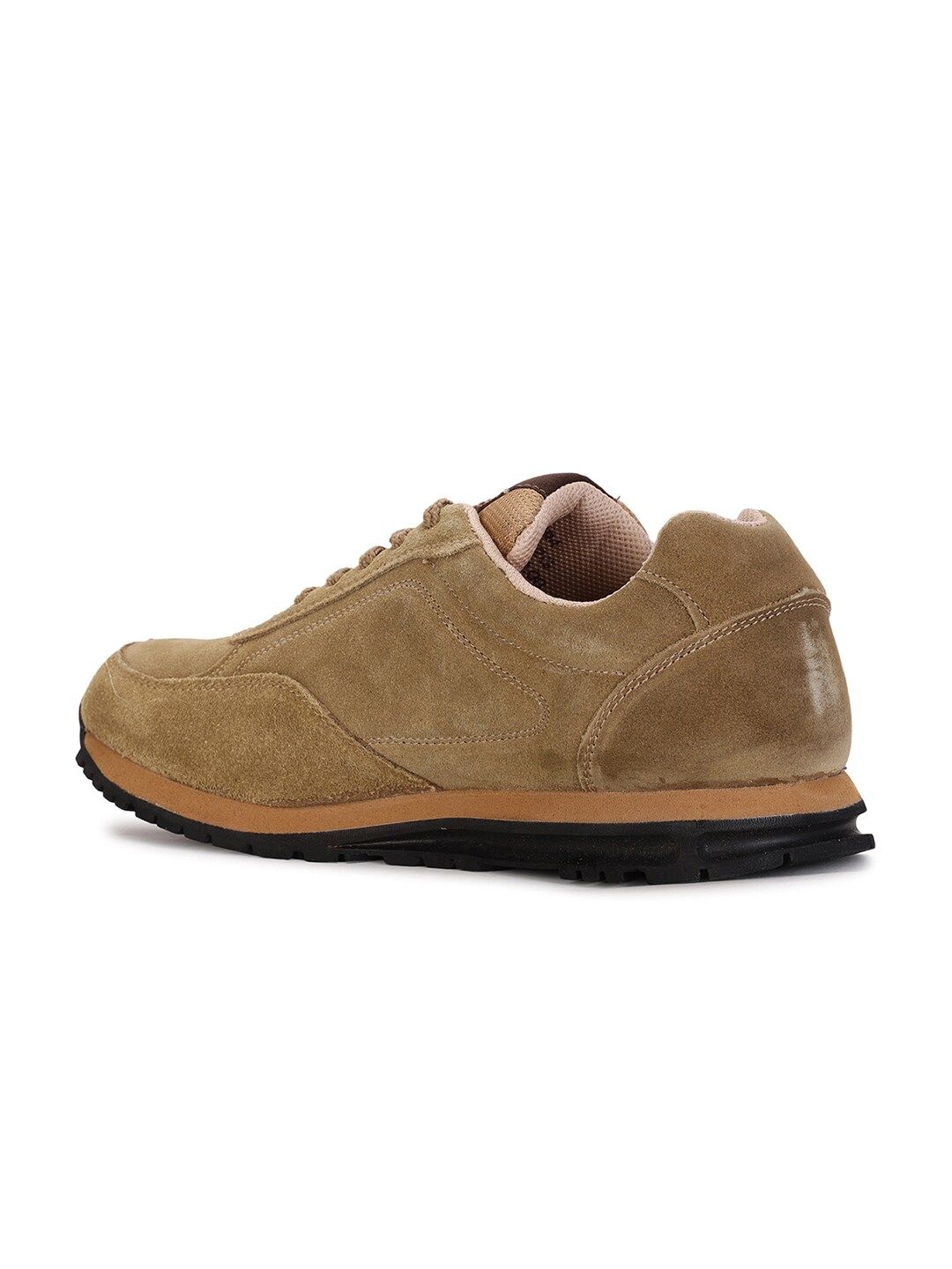  Power Men Beige Leather Running Non-Marking Shoes