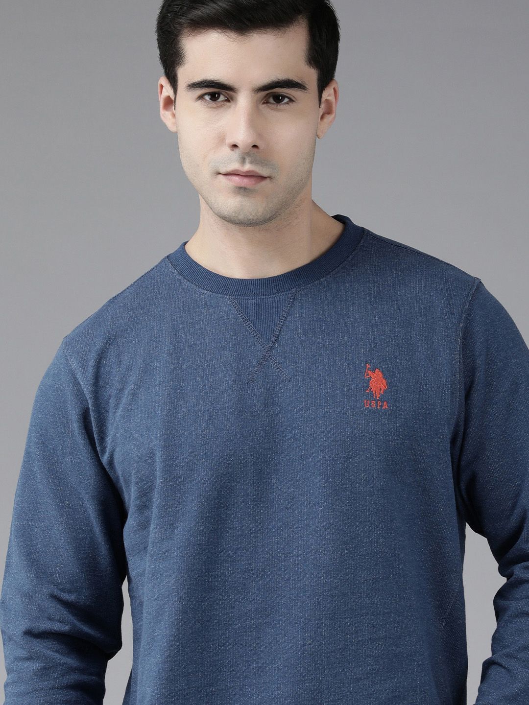 U.S. Polo Assn. U S Polo Assn Men Dark Blue Brand Logo Embroidered Sweatshirt