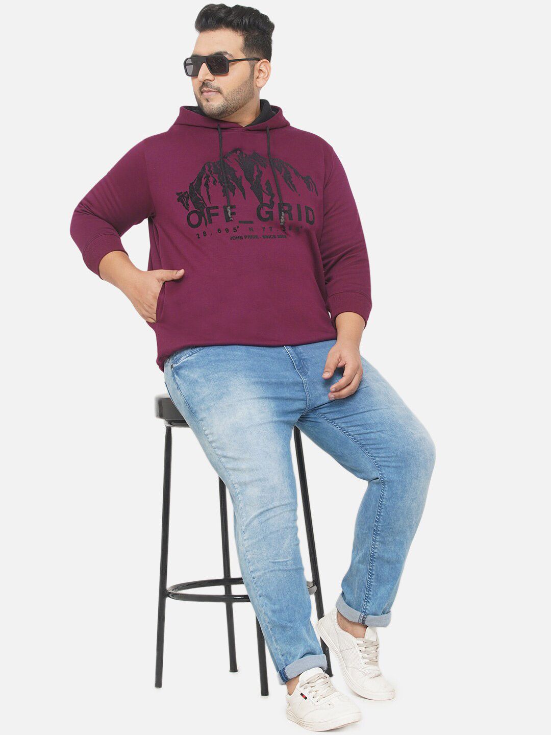 John Pride Men Plus Size Printed Hooded Sweatshirt