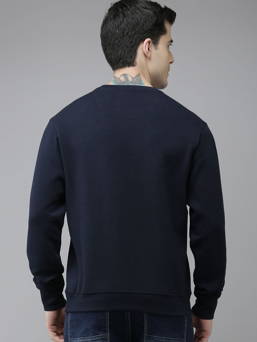 U.S. Polo Assn. U S Polo Assn Men Navy Blue Printed Round Neck Long Sleeves Sweatshirt