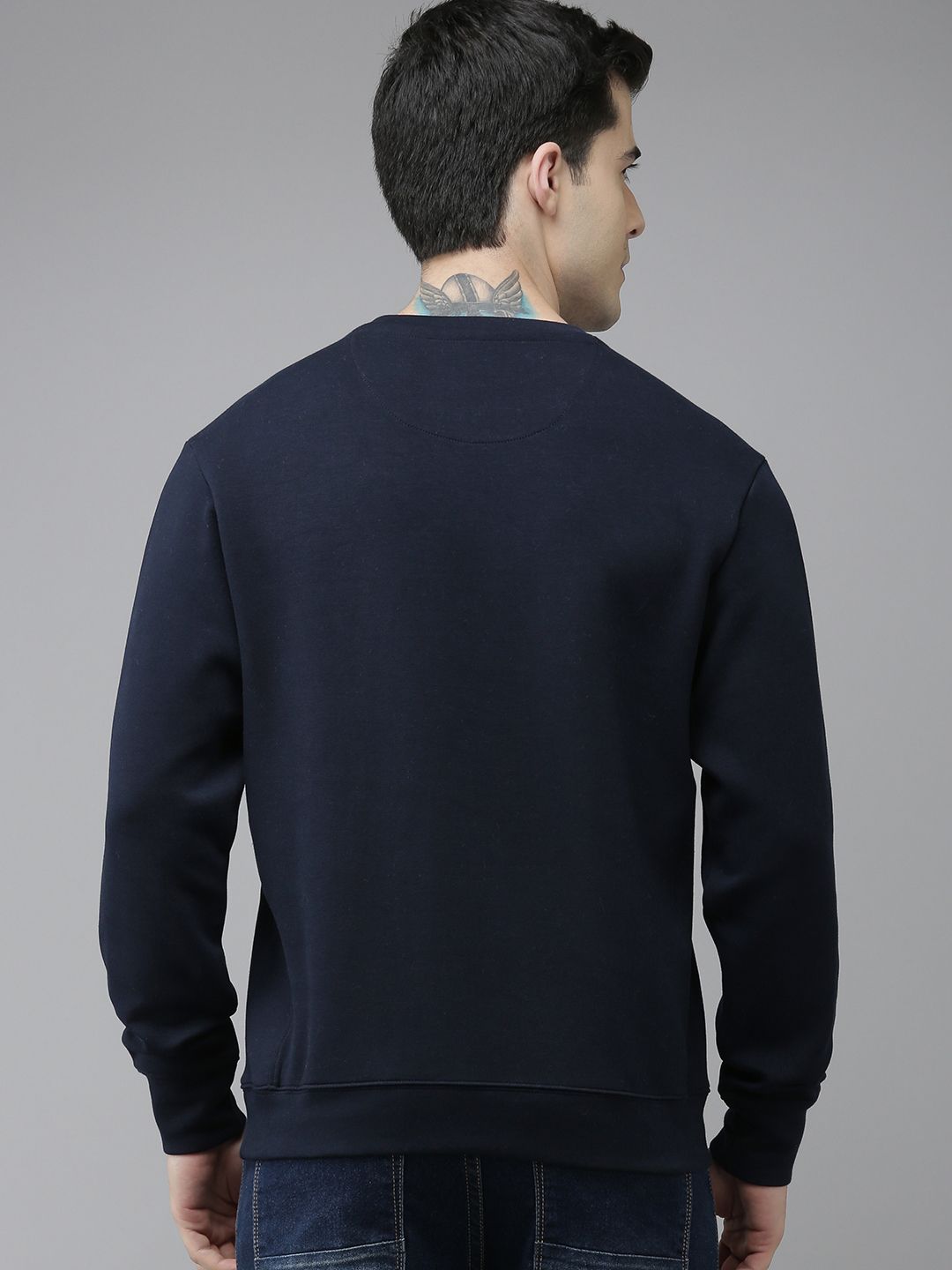 U.S. Polo Assn. U S Polo Assn Men Navy Blue Printed Round Neck Long Sleeves Sweatshirt