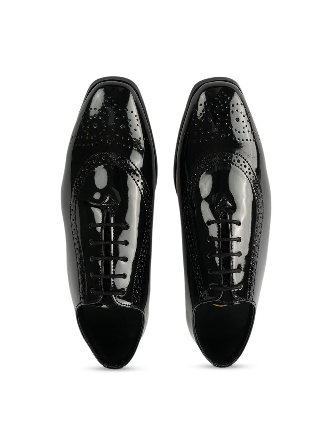  MONKSTORY Men Glossy Classic Textured Patent Leather Formal Oxfords