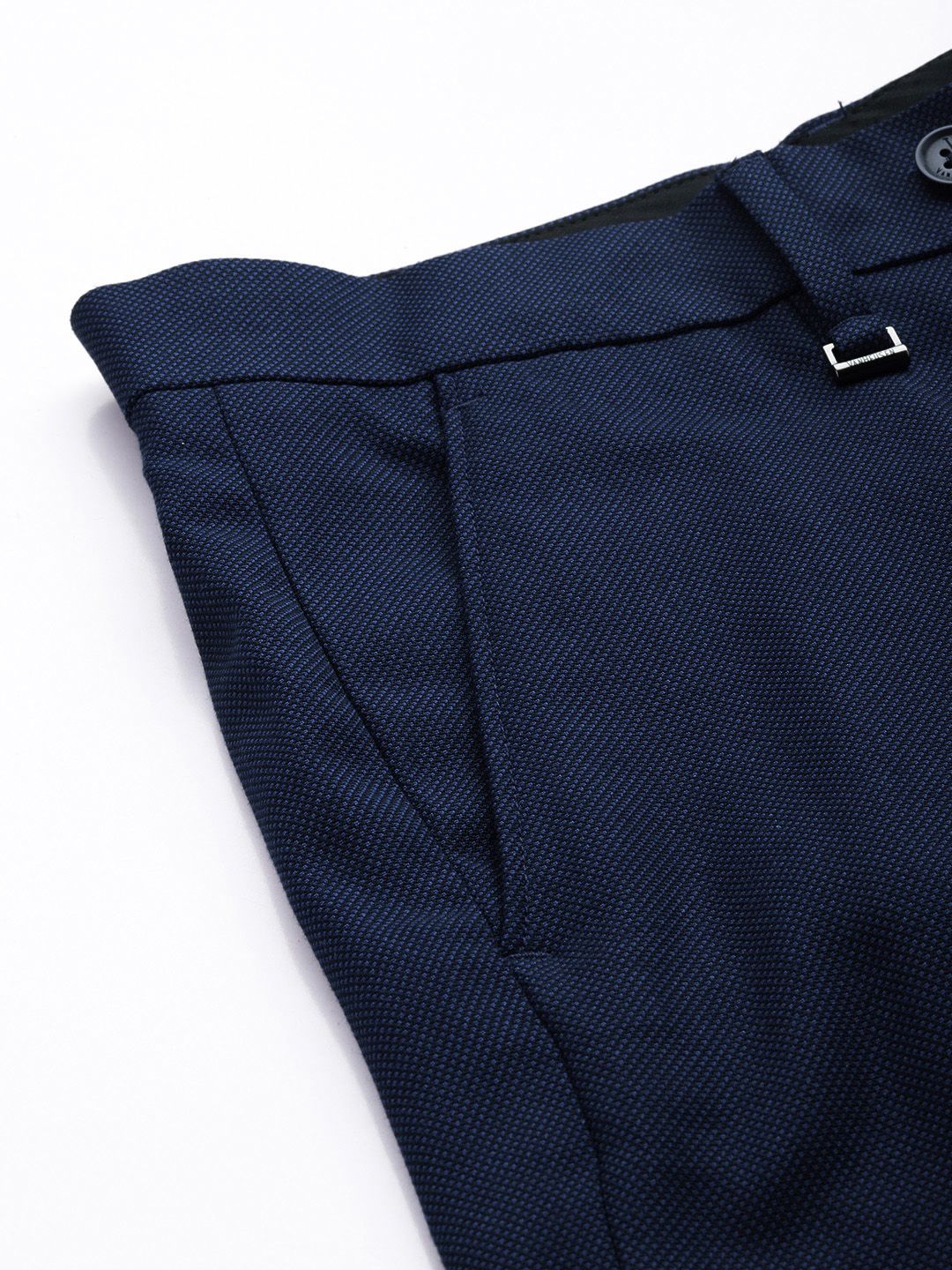  Van Heusen Men Textured Slim Fit Formal Trousers