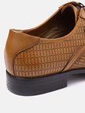  Louis Philippe Men Tan Brown Perforated Leather Formal Derbys
