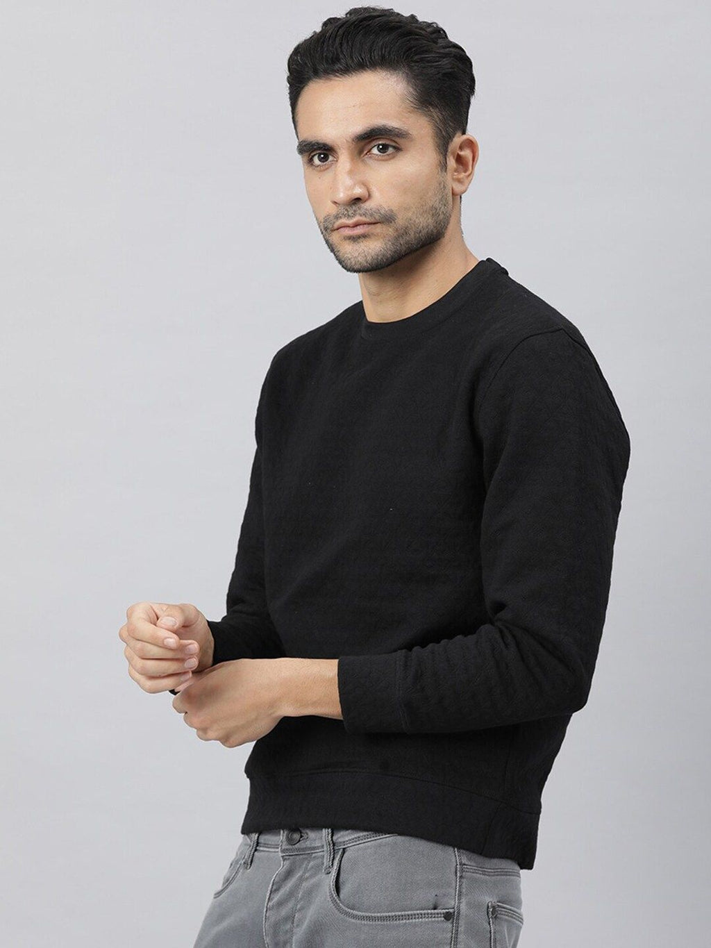  RARE RABBIT Men Black Solid Sweatshirt