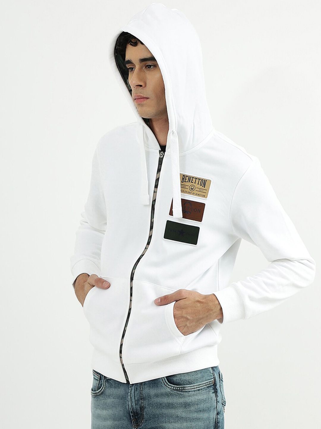  United Colors Of Benetton Men White Sweatshirt