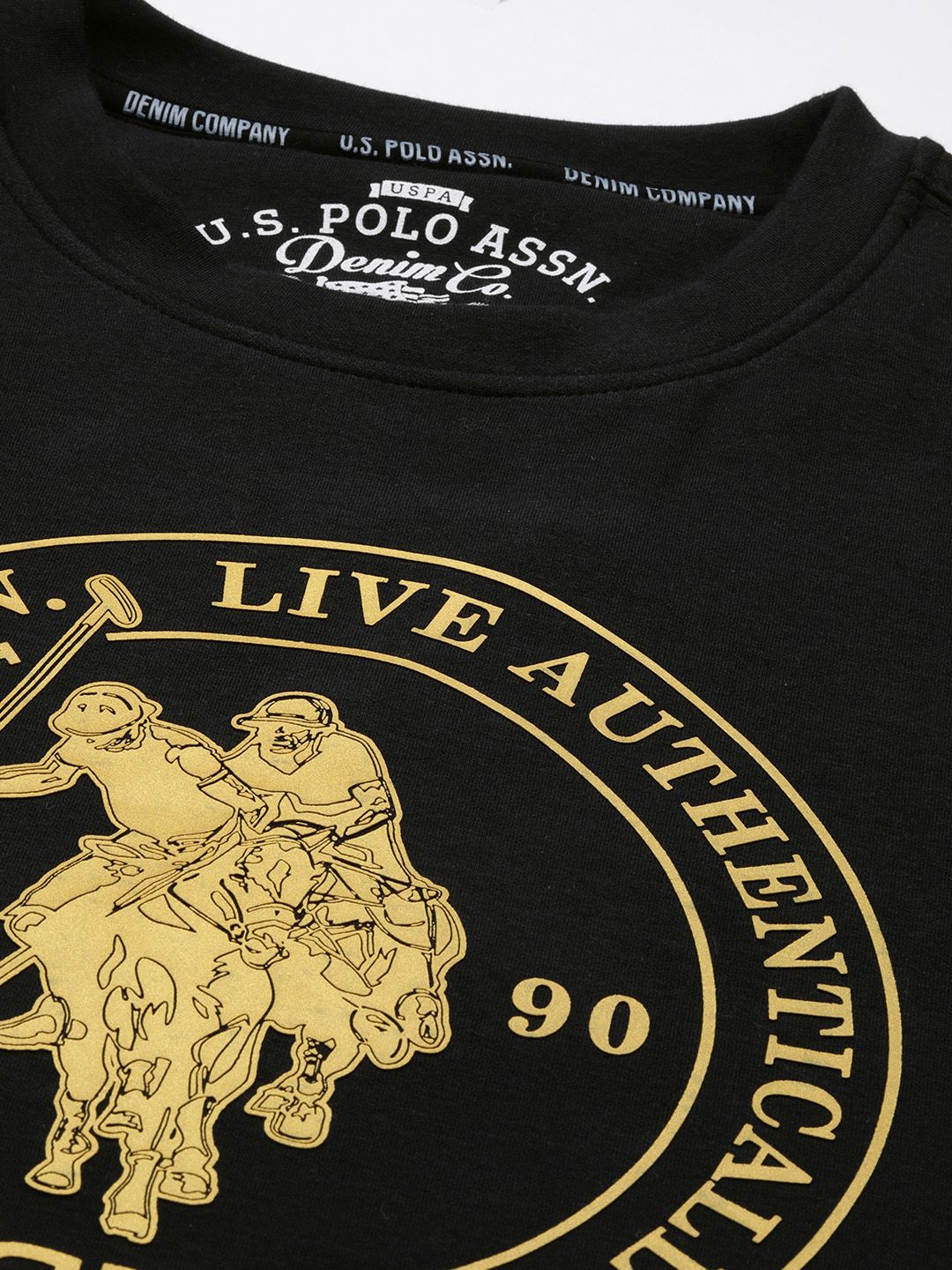  U.S. Polo Assn. Denim Co. Men Black Brand Logo Printed Sweatshirt