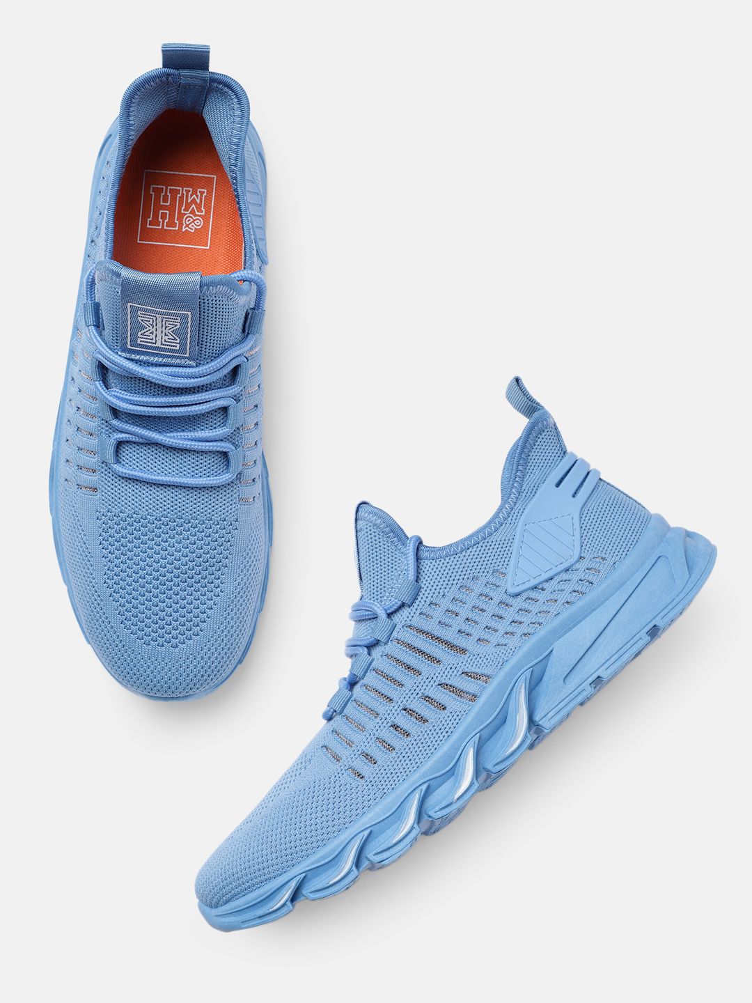  Mast & Harbour Men Blue Textured Running Shoes