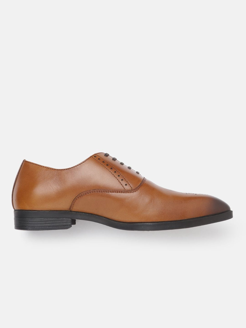  Louis Philippe Men Tan Brown Leather Formal Oxfords With Brogue Detail
