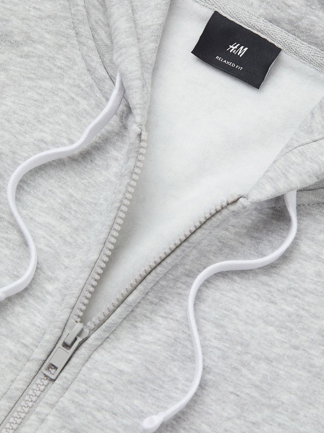  H&M Women Grey Melange Solid Relaxed Fit Zip-through Hoodie