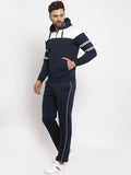  WILD WEST Men Navy Blue & White Colourblocked Tracksuit