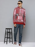  Levis Men Red & Pink Bohemian Printed Pure Cotton Hooded Sweatshirt