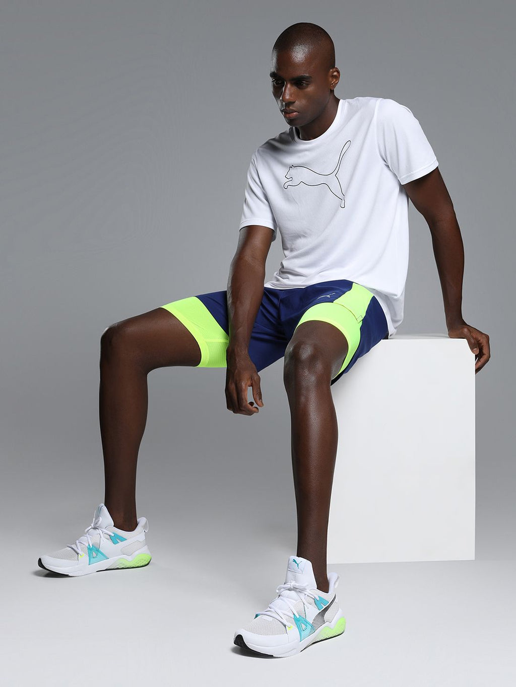  Puma Men White Cell Fraction Fade Running Shoes