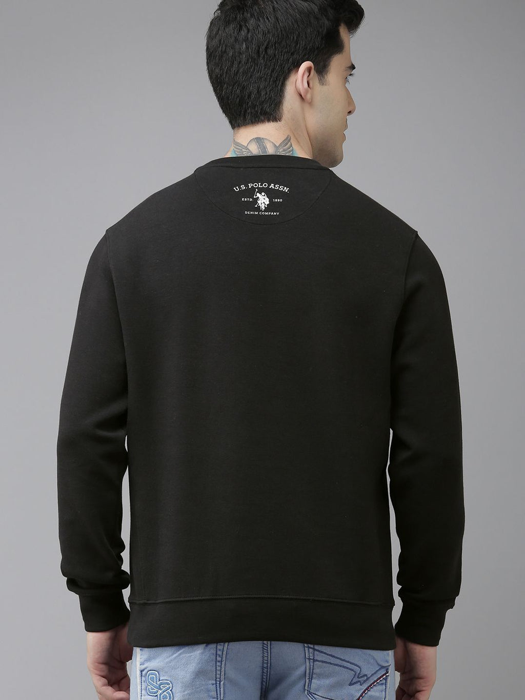  U.S. Polo Assn. Denim Co. Men Black Brand Logo Printed Sweatshirt