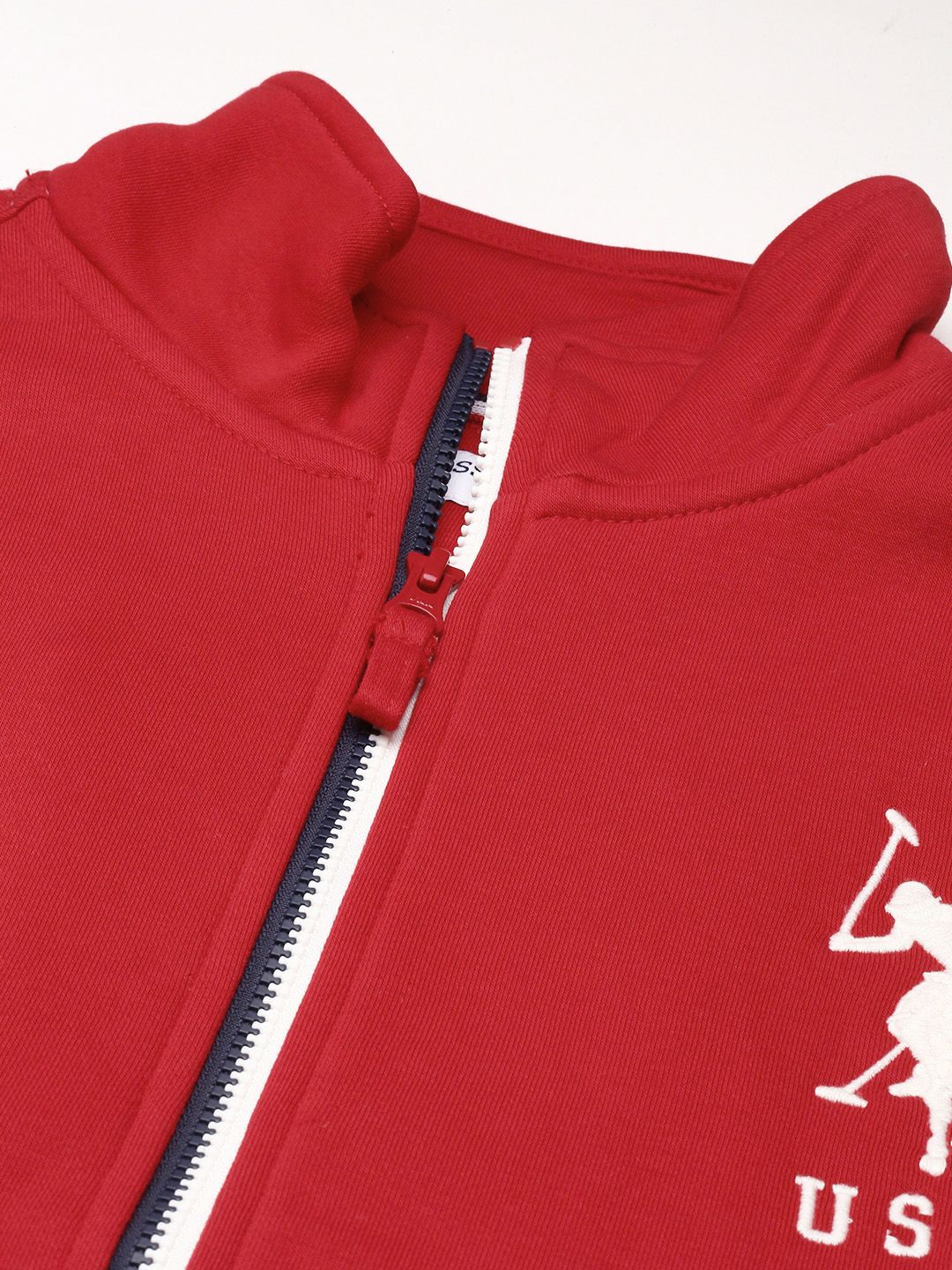 U.S. Polo Assn. U S Polo Assn Men Red Full Sleeves Front Open Sweatshirt