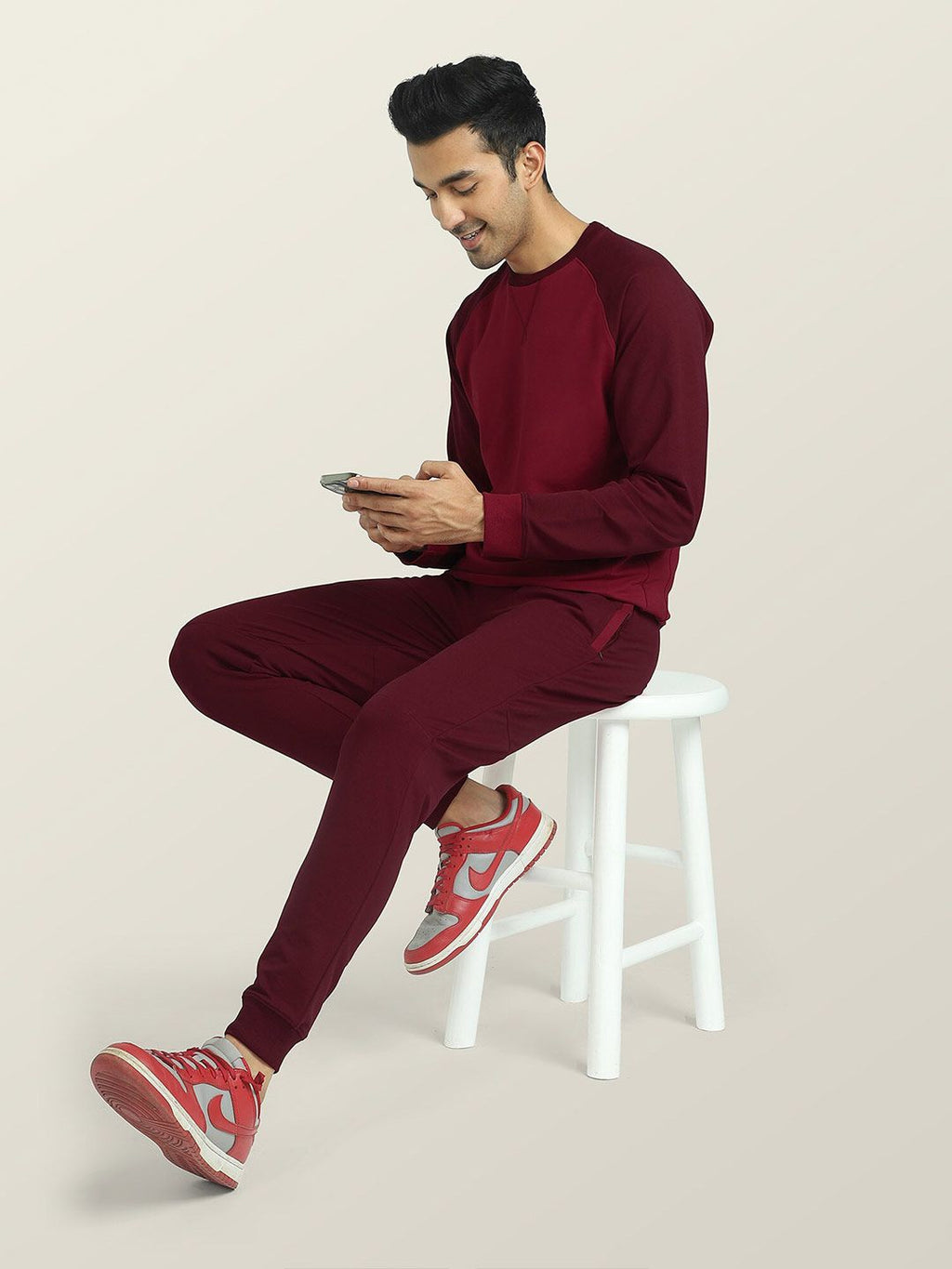  XYXX Men Maroon Cotton Antimicrobial Sweatshirt