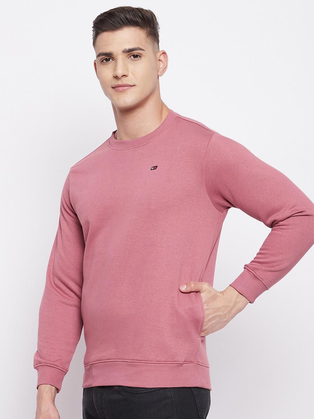  NEVA Men Onion Purple Solid Long Sleeves Sweatshirt